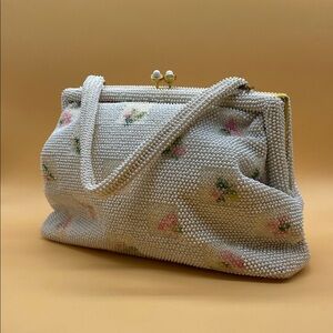 Vintage Lumured beaded pearl handbag 60s - 0021FH